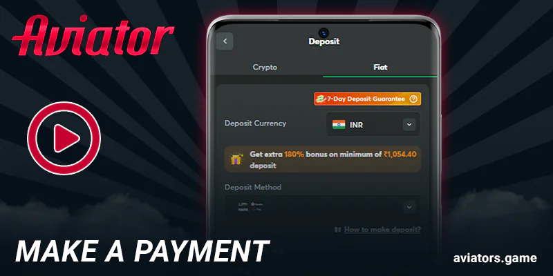 Make a deposit on the Aviator app to your account